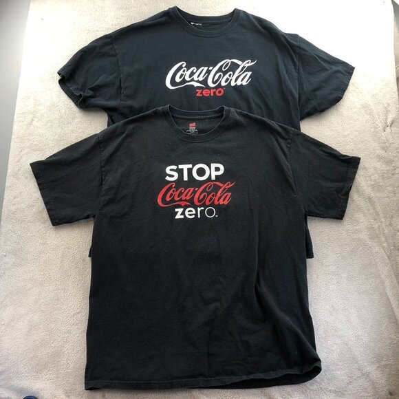2 Vintage Coca-Cola Zero T-Shirt XL Lot Of Two Black Short Sleeve Graphic Tee - Picture 14 of 14